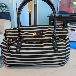 Kate Spade Black and Cream Satin Striped Shoulderbag
